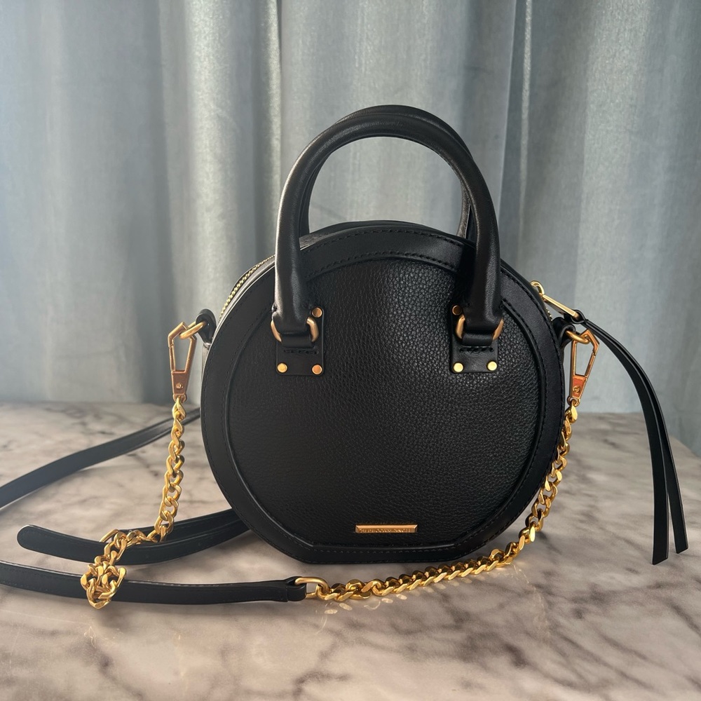 Rebecca Minkoff Bree circle crossbody bag w top handle - gold accents